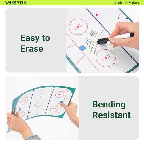 WISYOK Double-Sided Hockey Dry Erase Clipboard for Coaches, Whiteboard, Coach Lineup Board with Marker - style: Hockey