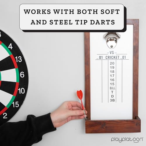 Play Platoon Dart Scoreboard & Darts Holder Wall Mount - Wood Score Board, Professional Darts Accessories, Dart Holder - size: 8 x 16 inch, style: Whiteboard
