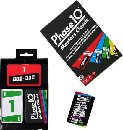Mattel Games Phase 10 Masters Classic Card Game Including 60 Phase Target Cards that Can Be Played in Any Order for 2 to 6 Players - style: Phase 10 Masters