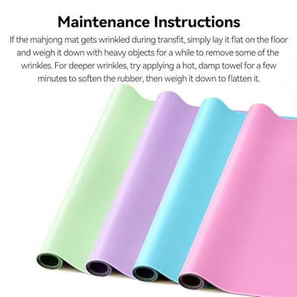 Mahjong Mat -100% No Creases American Mahjong Mat, Anti-Slip & Noise Reduction Mahjong Table Cover, Mahjong Mats with Carrying Bag for Mahjong, Poker, Card Games, Dominoes, Board Games (Pink) - color: Pink