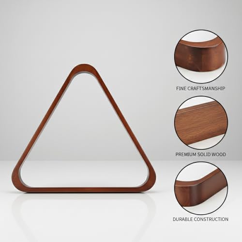 Solid Wood Billiard Triangle Rack for Standard Pool Balls - Durable Wooden Frame for 8-Ball & 9-Ball Games - color: Burgundy