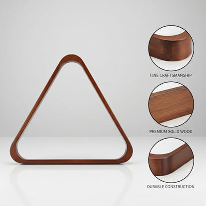 Solid Wood Billiard Triangle Rack for Standard Pool Balls - Durable Wooden Frame for 8-Ball & 9-Ball Games - color: Burgundy