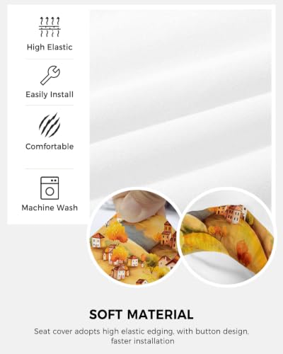Savannan Office Chair Cover, Watercolor Autumn Farm House Protective Stretch Elastic Universal Cover for Desk Task Chair,Computer Rotating Chair 1 Pcs Thanksgiving Orange Plaid