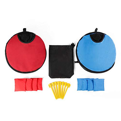 G4Free Portable Collapsible 5 Holes Cornhole Game Set with 8 Bean Bags Carrying Case Toss Game Size 3ft x 2ft for Camping Travel
