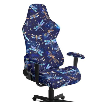 Suobstales Dragonfly Star Pattern Stretchable Gaming Chair Cover, Washable Anti-Scratch Slipcover with Armrest Protection, Cat Scratch Proof for Office and Computer Chairs - color: Dragonfly Star
