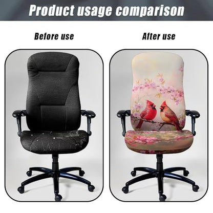 Office Chair Cover, Cardinal Stretchable Computer Chair Slipcover with Armrest Lightweight Boss Chair Cover Rotating Desk Chair Slipcover for Conference Room Office - color: Cardinal 2, size: Small