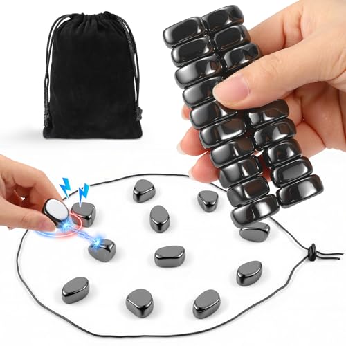 Upgraded Magnetic Chess Game Set with 20 Larger Black Stones & Rope, Exciting Magnet Game for Family Party Travel Camping, Fun Strategy Puzzle Game for Adults