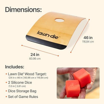 Lawn Die Wood Outdoor Toss Game Board - 24 x 46 in, 1 Target - Portable Folding Design for Yard Games - Unpredictable Silicone Dice for Lawn Games - style: Single Board