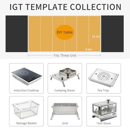 Folding Table IGT Camping Table, Portable Outdoor IGT Cook System, Stainless Steel Camp Table with Carry Bag for Car Camping Picnic RV Trip Patio Backyard BBQ