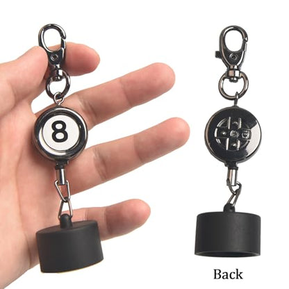 LAKE OF FIRE Billiard Chalk Holder，Pool Chalk Holder with Retractable Key Ring,Pool Table Accessories for Billiard Lovers - style: Round