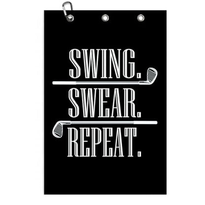 Swing Swear Repeat Funny Golf Towel, Microfiber Black Golf Towel with Clip, Perfect Retirement Birthday Gifts for Men Women Golfers Grandpa Dad Wife Mom Husband, Golfer Accessories Gifts, 16x24 Inch - color: Swing Swear Repeat Black Golf
