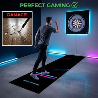 118.1 in Dart Mat with Anti-Slip Backing, Professional 300 Cm, Protects Floors, 13.4 in Standing Comfort, Easy to Clean, Arcade Style