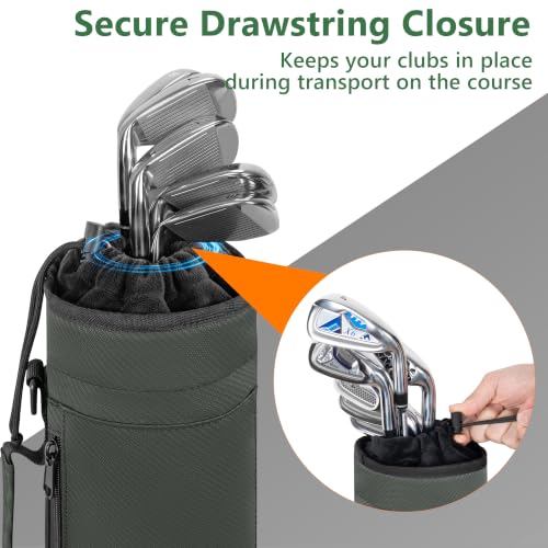 AKOZLIN Lightweight Golf Sunday Bag Golf Travel Carry Bag 3-6 Clubs Foldable Small Golf Bag with Shoulder Strap Black - color: Green