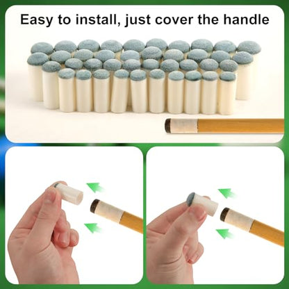 XIHIRCD 40pcs Slip On Pool Cue Tips, 4 Sizes Pool Stick Tips No Glue or Tool Required Billiard Cue Tips Replacement 9mm, 10mm, 12mm, 13mm Billiard Stick Tips for Snooker and Pool Cues