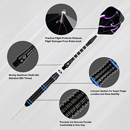 Formula Sports Darts Metal Tip Set - Steel Tip Darts Professional Metal Darts Set 12PCS 21/23 Grams Pro Darts Set with Aluminium Shafts, Extra Flights, Dart Sharpener, Flight Protector