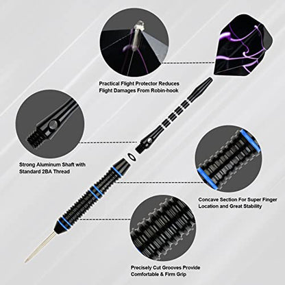 Formula Sports Darts Metal Tip Set - Steel Tip Darts Professional Metal Darts Set 12PCS 21/23 Grams Pro Darts Set with Aluminium Shafts, Extra Flights, Dart Sharpener, Flight Protector
