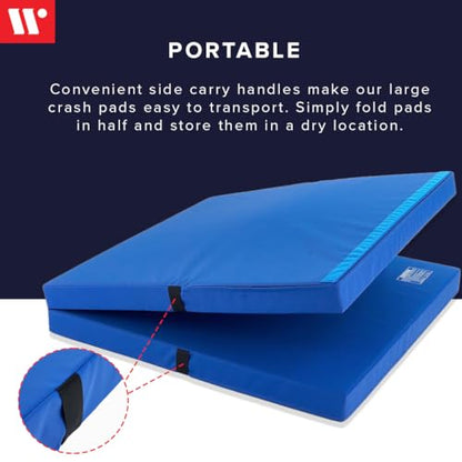 We Sell Mats Bifolding Gymnastics Crash Landing Mat Pad, Safety for Tumbling, Back Handspring Training and Cheerleading - color: Blue, size: 4 ft x 8 ft x 4 Inch