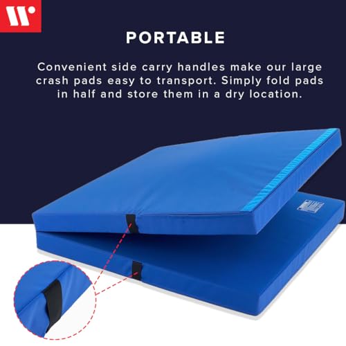 We Sell Mats Bifolding Gymnastics Crash Landing Mat Pad, Safety for Tumbling, Back Handspring Training and Cheerleading - color: Blue, size: 4 ft x 8 ft x 4 Inch