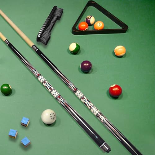 2-Piece Canadian Maple Pool Cue Stick with Portable Hard Case -12.5mm Leather Tip, 58" Billiard Sticks 19 oz/ 20 oz - Precision Crafted for Straight Shots and Balanced Performance - style: Black-20 oz