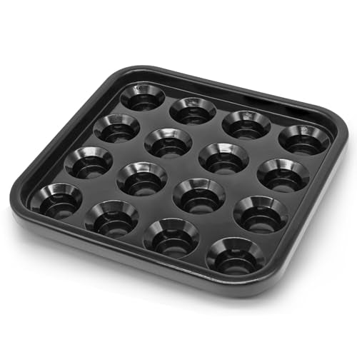 Billiard Ball Storage Tray – Holds 16 Regulation 2-1/4" Pool Balls, Plastic Rack for Standard Size Sets, Great for Game Rooms, Bars, and Pool Halls - color: Black