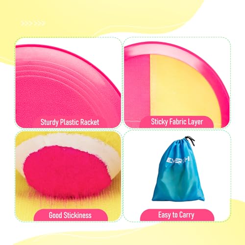 Toss and Catch Ball Game Set, 4 Paddles and 4 Balls Outdoor Paddle Catch Game for Kids, Backyard Beach Pool Yard Toy, Summer Birthday Gift for Boys Girls Ages 4-12 - color: Green Blue+yellow Red