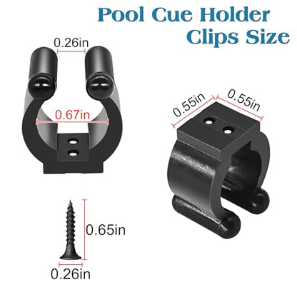 30 Pieces Pool Cue Holder Clips with Screws, Wall Mounted Fishing Rod Clips, Multi-Functional Storage Clamps Rack for Billiards Cue, Snooker Cue, and Fishing Pole