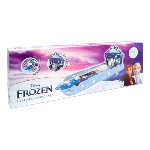 Disney Frozen Elsa and Anna Tabletop Bowling Game – Spring Launcher, Auto-Reset Pins, Disney Arcade Style – Mini Games for Kids & Adults - Ages 6+