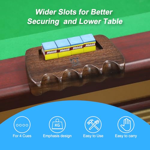 CROWN ME Weighted wooden 4-Cue pool cue stick holder, billiard cue stick holder, chalk holder - style: 4 Holes