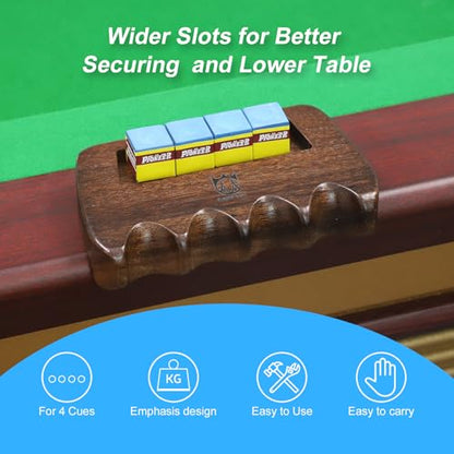 CROWN ME Weighted wooden 4-Cue pool cue stick holder, billiard cue stick holder, chalk holder - style: 4 Holes