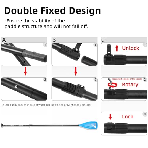 LEDONNE Carbon SUP Paddles 3 Piece Adjustable Stand Up Paddle Board Paddles Lightweight Carbon Fiber Shaft Floating Portable Paddle Oar, Blue