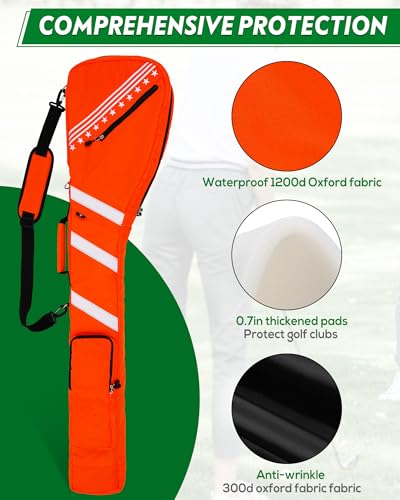 Big Teeth Golf Sunday Bag, Small Golf Bag Lightweight, Par 3 Golf Bag for A Few Clubs Driving Range, Practice with Carry Shoulder Strap Foldable Multi-Colour - color: Orange