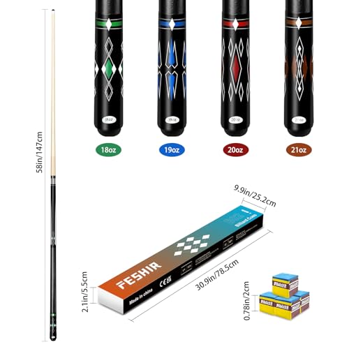 Pool Stick Set of 4,Pool Cues Sticks Made of Premium Maple Wood, Includes 4 Extra Billiard Chalk for Pool Cues, 58" Billiard House Bar Pool Cue Sticks for Professional Billiard Players - color: Pool cues-B02