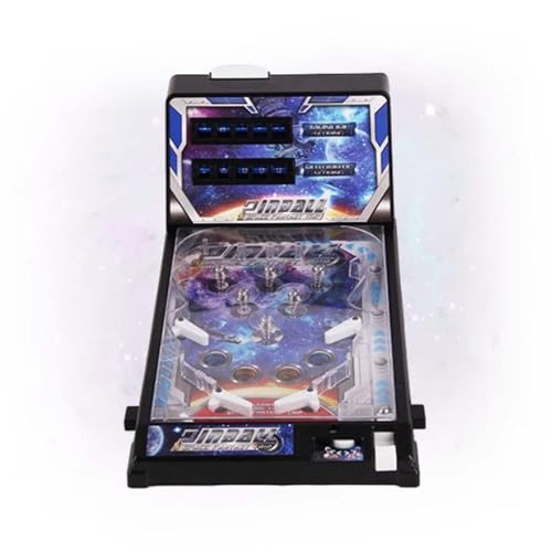 Pinball Games Machine with Light and Stand, Desktop Pinball Ball Shooting Game for Family Kids, Birthday Party Gift, Mini Pinball Game Machine