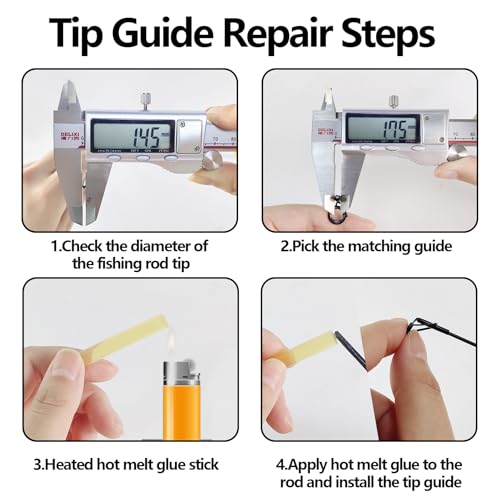 Aventik Fishing Rod Tip Repair Kit - Includes Eyelet Replacements & Tools - style: Tip Guide(Only)