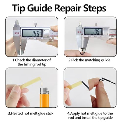 Aventik Fishing Rod Tip Repair Kit - Includes Eyelet Replacements & Tools - style: Tip Guide(Only)