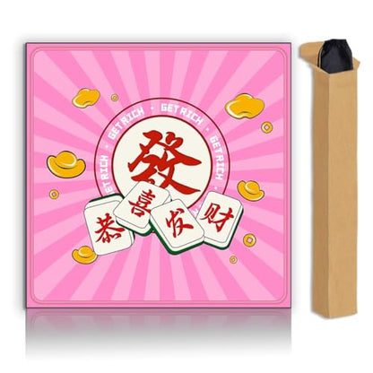 Mahjong Mat, Non-Slip Noise Reducing Game Mat, 31.5 Inch Mahjong Table Mat,Mahjong Mat with Cloth Bag and Carton Storage,Suitable for Mahjong, Dominoes, Solitaire and Other Games. (Rich-Pink) - color: Rich-pink