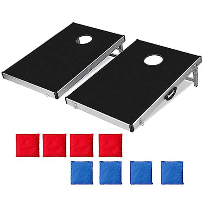 F2C Premium Cornhole Outdoor Game Set, Aluminum Waterproof Cornhole Boards Backyard Toss Game with Bean Bags & Carrying Case