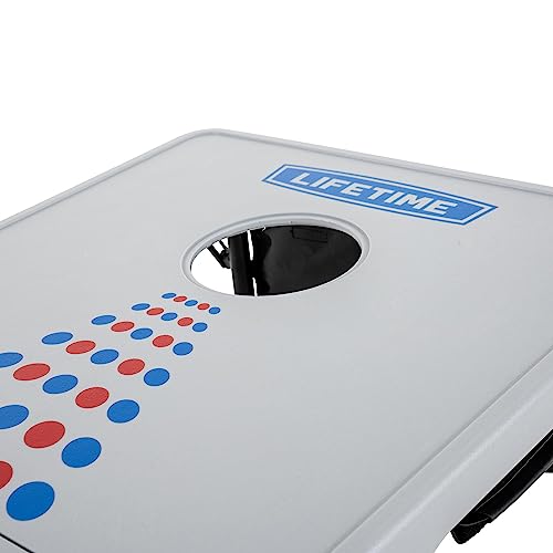Lifetime Portable Cornhole Toss Game Set with 8 Bean Bags and Storage Pouches Attached to Boards