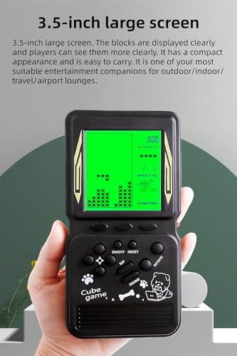 Green Backlight Block Game Console Built-in 23 Building Brick Retro Games Electronic Cube Puzzle Kid's Birthday Outdoor/Indoor/Travel Leisure Entertainment (Blue) - color: Blue