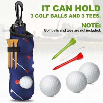 4 Pieces Golf Tee Holder Golf Ball Carry Bag Pouch Ball Holder Keychain Belt Clip Gifts Accessories - color: Black, Dark Blue, Dark Purple, Brown
