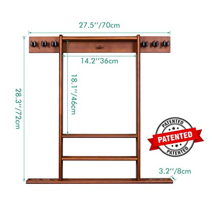 XCSOURCE Pool Cue Rack Only, Pool Stick Holder Wall Mount, 6 Pool Billiard Stick + Ball Set Pool Cue Holder, Pool Table Accessories for Billiard Room Man cave - color: Cherry, 6 Pool