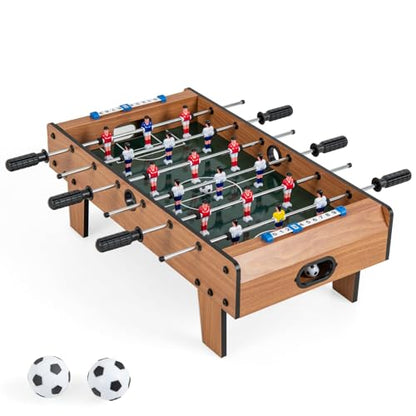 Goplus Mini Foosball Table, 27in Soccer Game Table w/ 2 Footballs and Soccer Keepers, Portable Football Game Set for Adults in Office, Game Room, Living Room