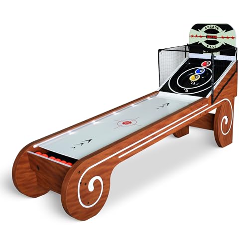 Hathaway Boardwalk 8-ft Arcade Ball Table for Family Game Rooms with LED Track Lighting, Scratch-Resistant Playfield