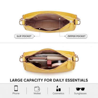 VODIU Clutch Tote Handbags with 2 Removable Straps and Zipper Closure Crossbody Bags Shoulder Purse Handbag for Women - color: Yellow