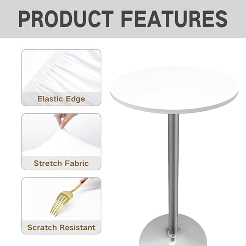 Small Round Fitted Table Cover Cocktail Table Topper Cap Elastic Tablecloth Stretch Spandex Tables Cloth for Bar Pub Party White 24 Inch - color: White, size: 24" (Round)