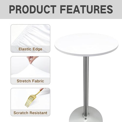Small Round Fitted Table Cover Cocktail Table Topper Cap Elastic Tablecloth Stretch Spandex Tables Cloth for Bar Pub Party White 24 Inch - color: White, size: 24" (Round)