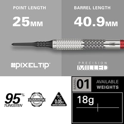 Target Darts Stephen Bunting G5 95% Tungsten Dart Set (18G), Soft Tip Darts | Generation 5 Player Edition Darts with Pixel Tips, Professional Darts Set, Electronic Soft Tip Dart Set