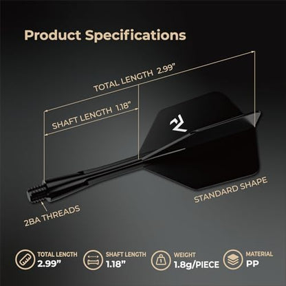 FunVision Aero Darts Flight and Shaft, Integrated Flight & Shaft System, Professional 2-in-1 Molded Darts Wings Accessories（3PCs ） - color: Black