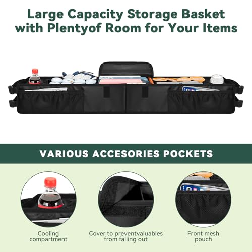 Grekos Golf Cart Inner Storage Tray, Upgraded 1680D Golf Cart Front Storage Basket - color: Black