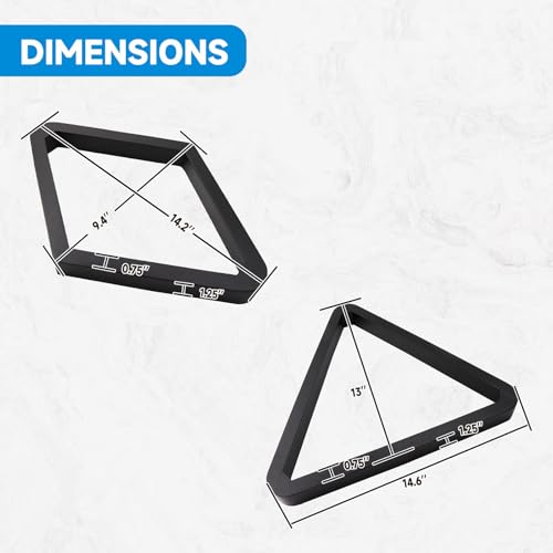 GSE Games & Sports Expert Deluxe Heavy Duty Solid Wood Billiard 8-Ball Triangle / 9-Ball Diamond Pool Ball Racks for 2-1/4" Pool Balls, Billiards Accessories - color: Black, style: Triangle & Diamond Racks